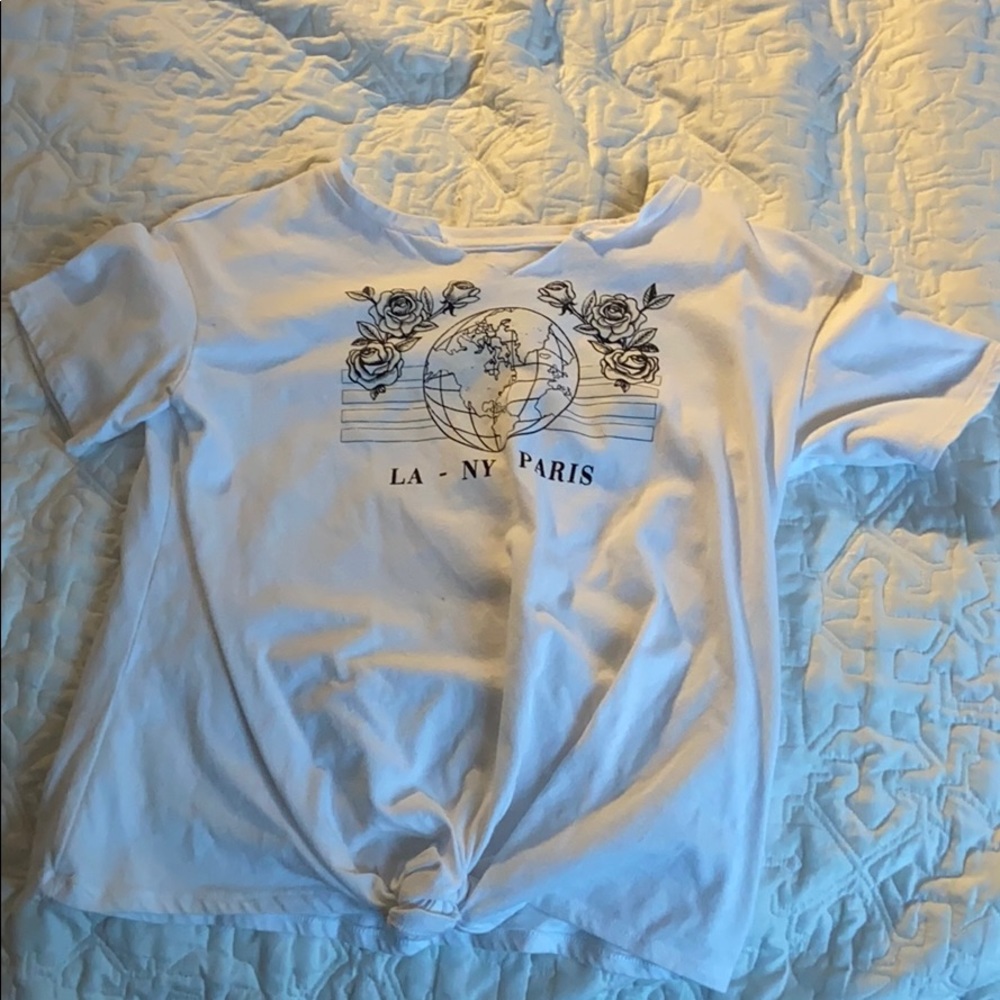 White knotted tee